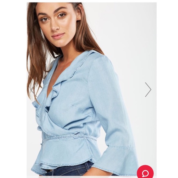 Cotton On Light Blue Ruby Ruffle Blouse - Picture 3 of 4